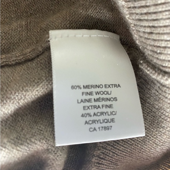Banana Republic Softest Knit Tan Hoodie w Elbow Patches Merino Extra Fine Wool L - Picture 6 of 9
